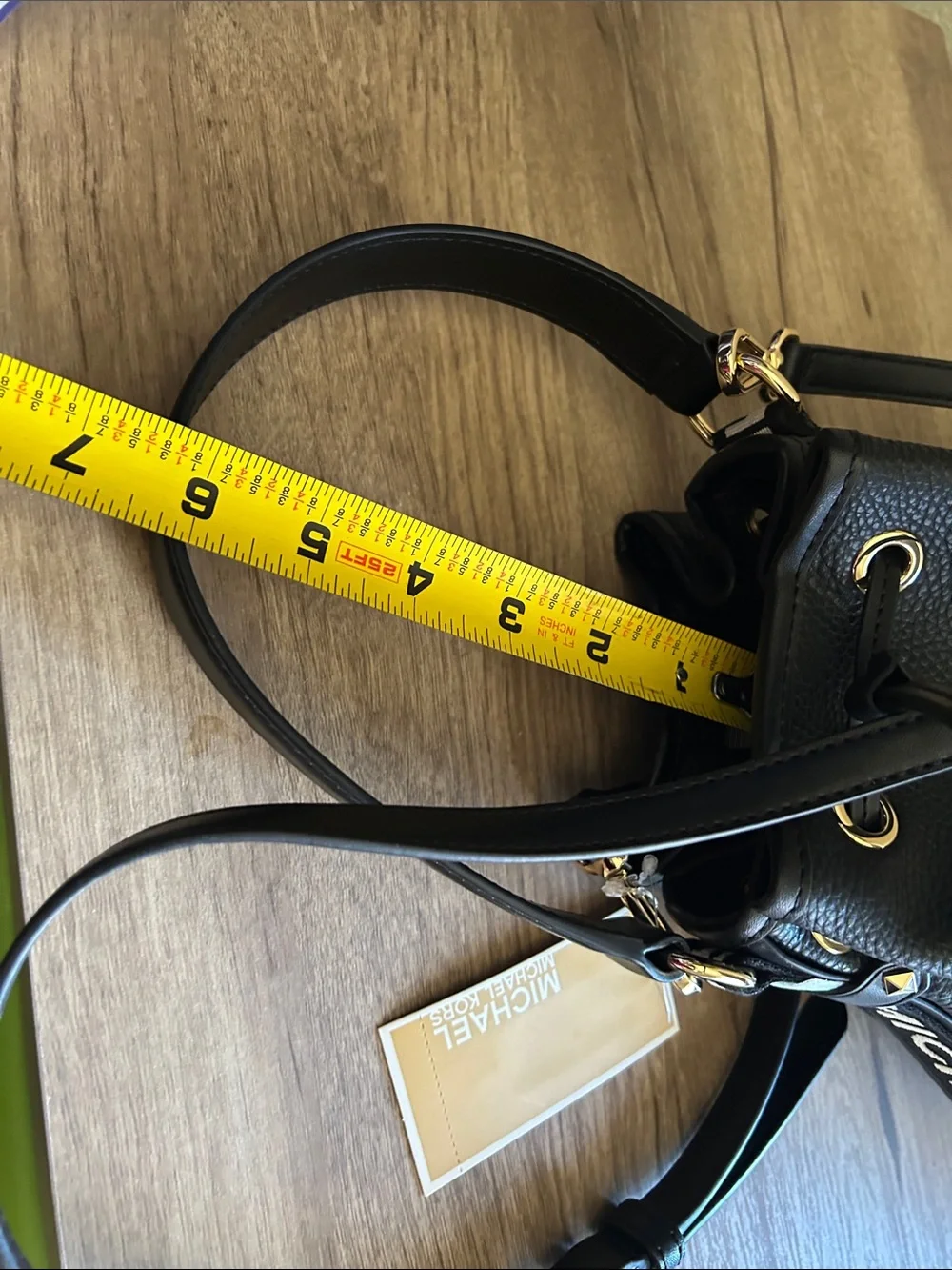 Michael Kors Black  Leather Drawstring Hobo Bucket Bag